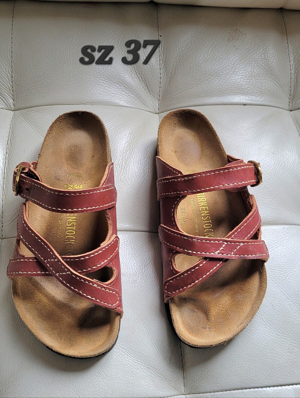 Birkenstock Buckle Burgundy Multi-Strap Sandals